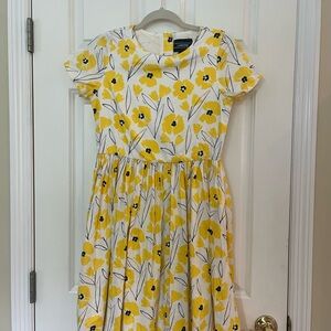 Lands' End Yellow and White Ruffled Tiered Sundress